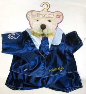 Cuddly Cousins Blue Policeman Uniform Outfit for 12-inch Plush Bear One Piece